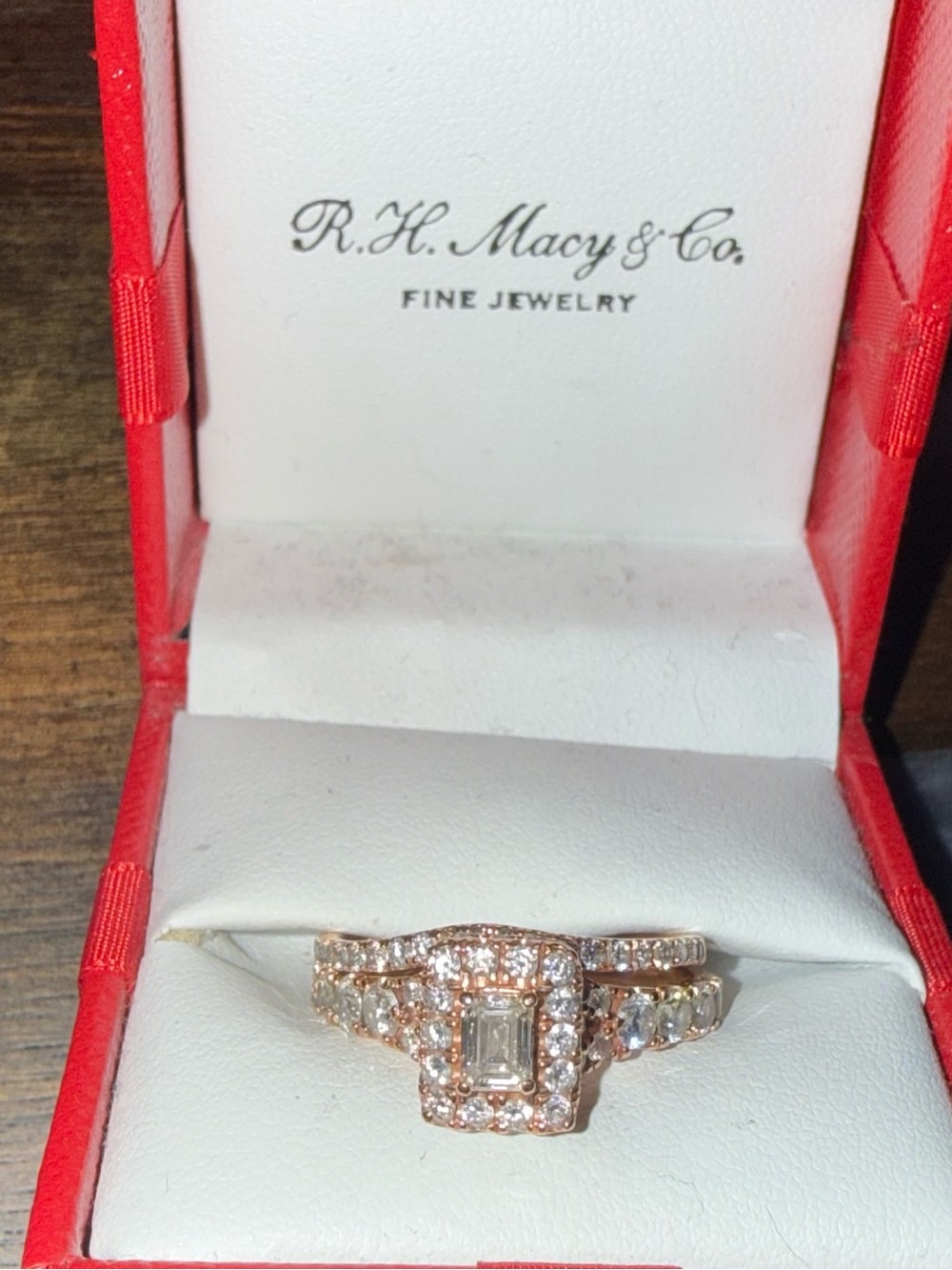 Rose Gold Halo Diamond Bridal Set